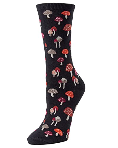 MeMoi Mushroom Field Crew-Socken aus Bambus-Mischgewebe - Schwarz - Einheitsgröße von MeMoi