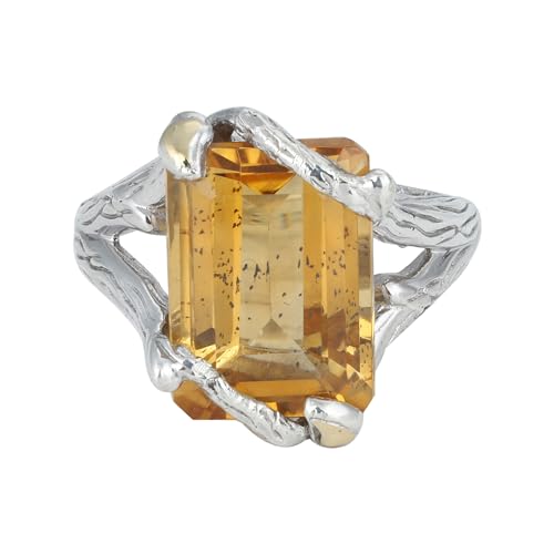 Faceted Citrine Ring, Artisan 925 Sterling Silver Ring, Unique Ring For Her, Ring Size 7 USA von Meadows