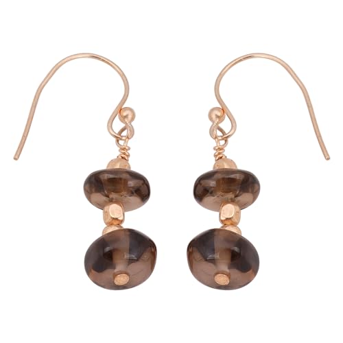 Smoky Quartz Disc Earring, Minimalist Stone Gifts, Rose Gold Plated 925 Sterling Silver Earring von Meadows