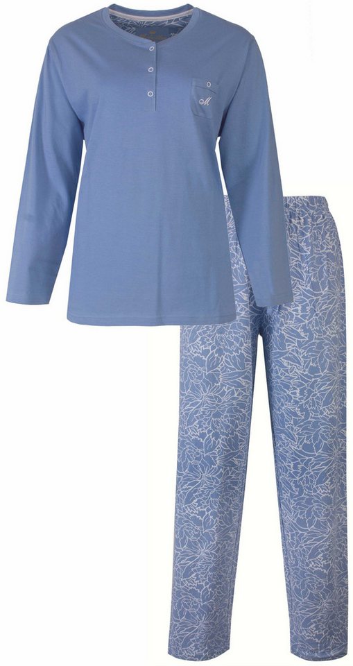 Medaillon Schlafanzug Damen Pyjama lang (2 tlg) Baumwolle von Medaillon