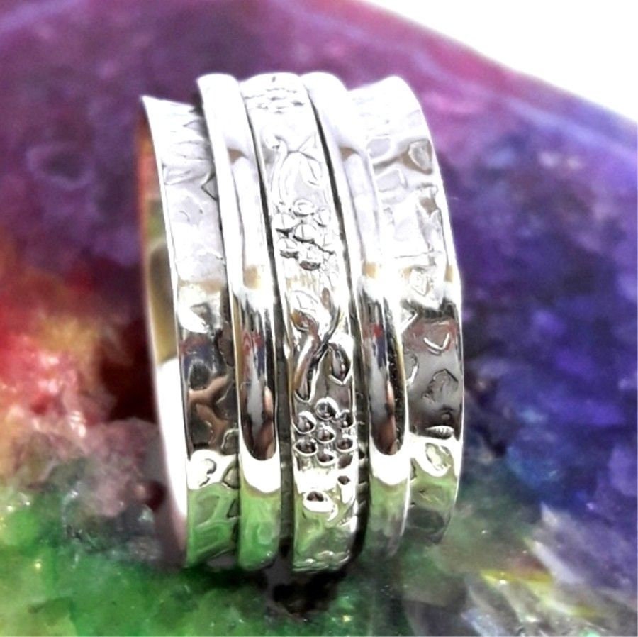 925 Sterling Silver Spinner Ring, Handmade Statement Women Boho Band Christmas Jewelry, Gift For Her 925 Sterling Silver Spinner Ring, Handmade Statement Women Boho Band Christmas Jewelry, Gift For Her von Silverjewellery30