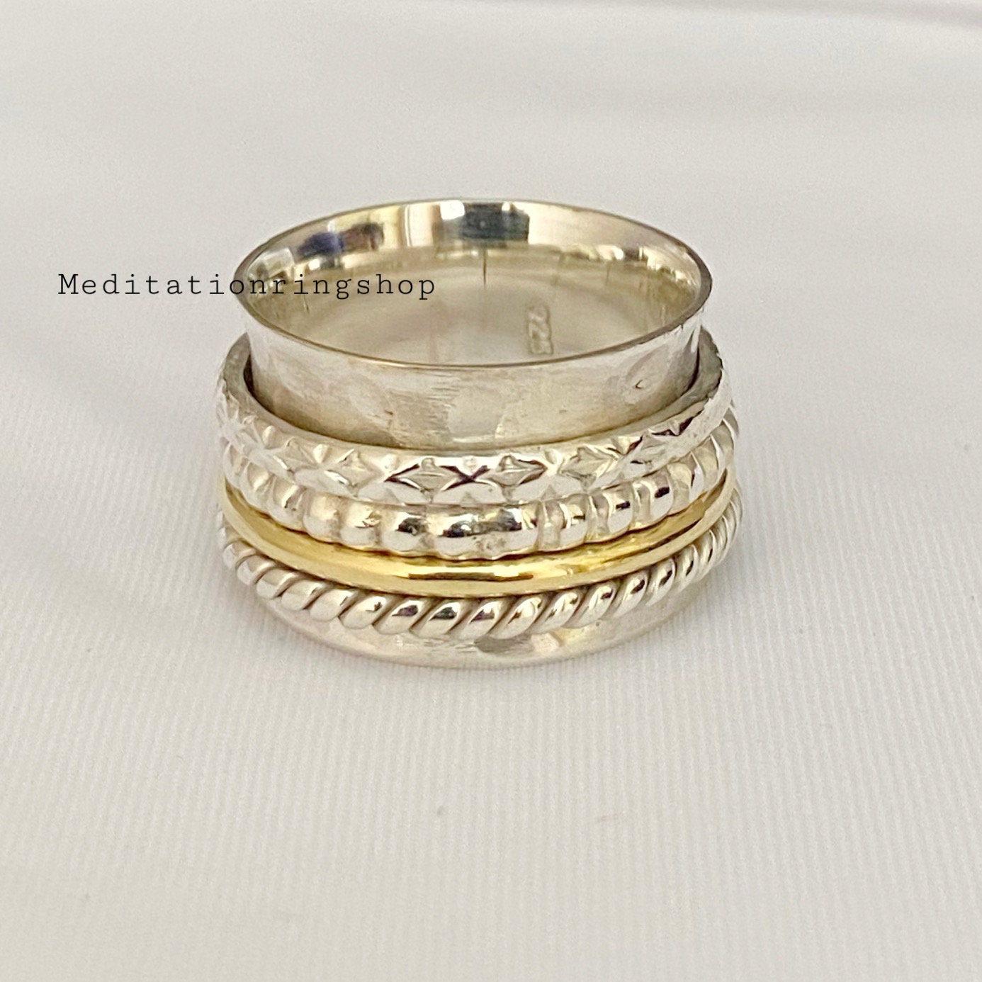 Silver Brass Spinner Band Ring, 925 Sterling Boho Handmade Hammered Gift For Christmas, Promise Silver Brass Spinner Band Ring, 925 Sterling Boho Handmade Hammered Gift For Christmas, Promise von Silverjewellery30