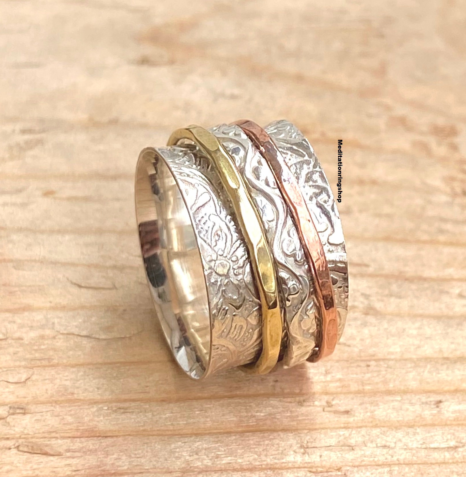 925 Sterling Silver & Copper Brass Spinner Band Ring, Handmade Statement Women Christmas Gift Birthday 925 Sterling Silver & Copper Brass Spinner Band Ring, Handmade Statement Women Christmas Gift Birthday von Silverjewellery30