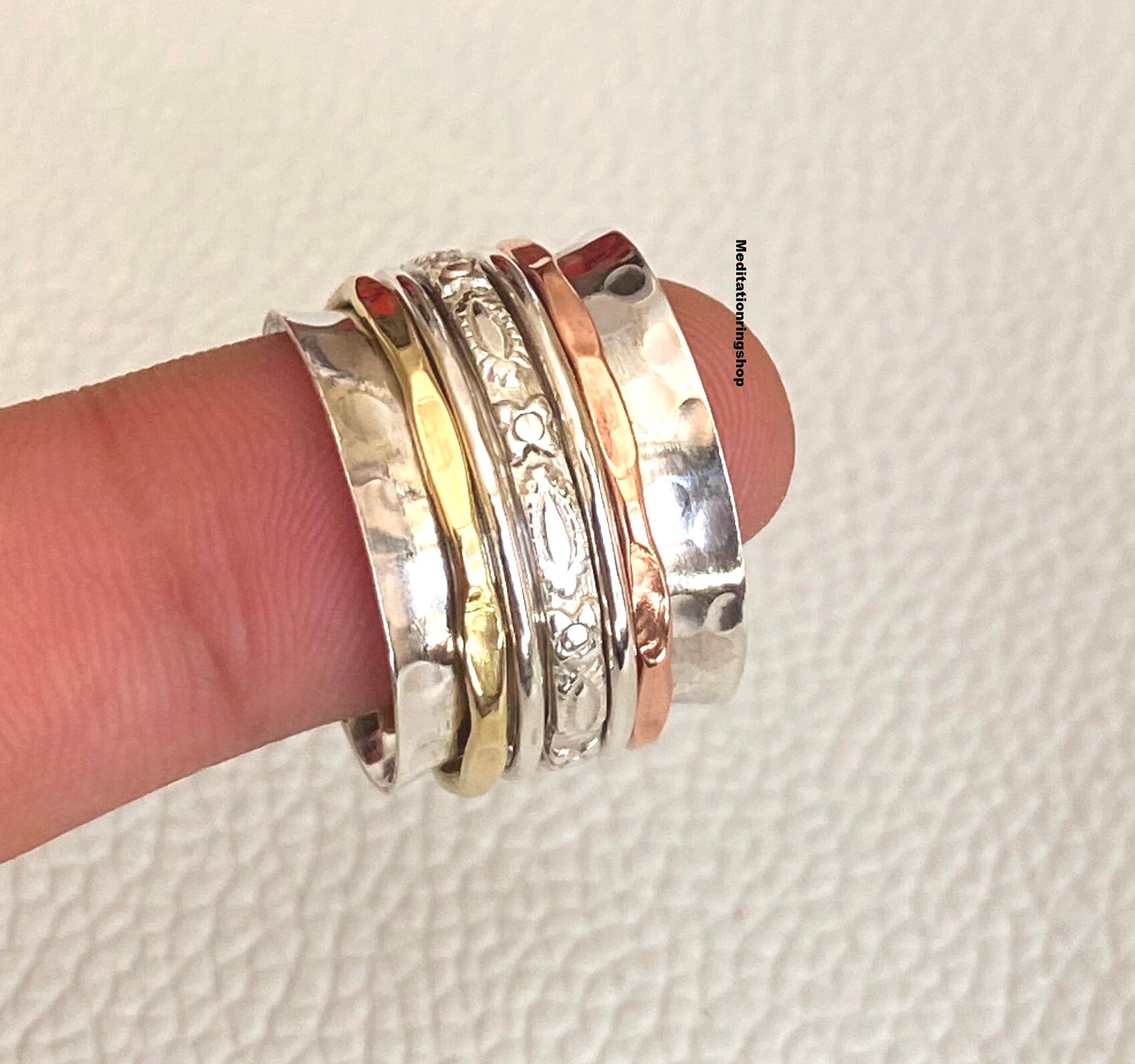 Silver Copper Brass Spinner Band Ring, 925 Sterling Hammered Christmas Jewelry, Women Promise Gift For Her Silver Copper Brass Spinner Band Ring, 925 Sterling Hammered Christmas Jewelry, Women Promise Gift For Her von Silverjewellery30