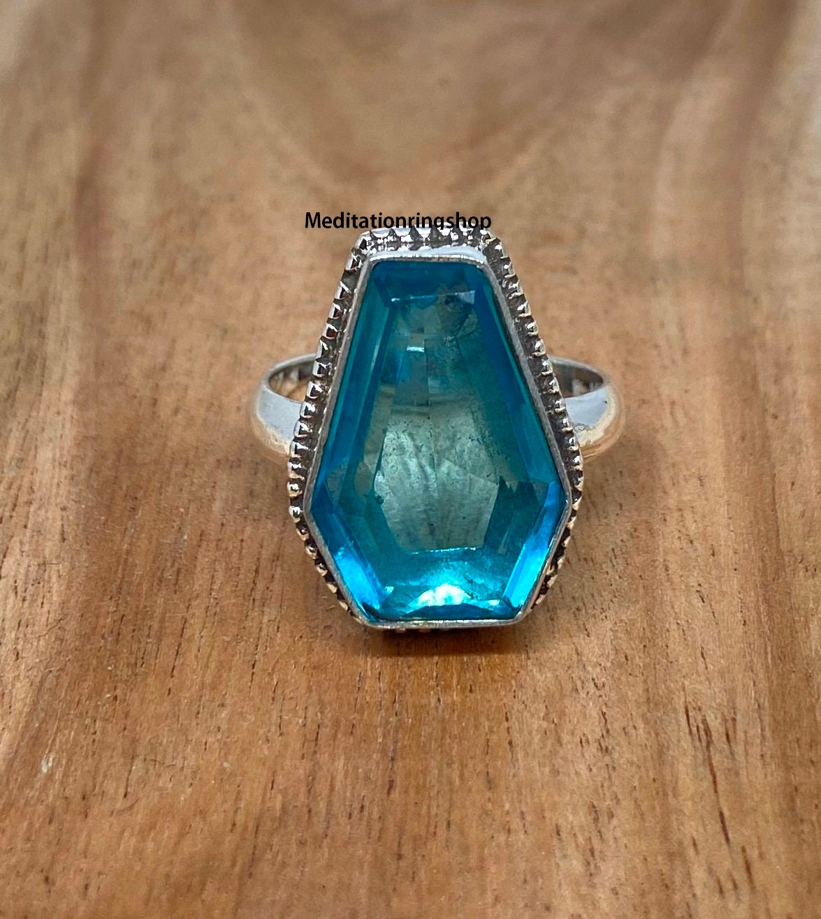 Blue Topaz Coffin Ring, Handmade Ring For Women, 925 Sterling Silver Gemstone Jewelry, Christmas Gift, Promise Blue Topaz Coffin Ring, Handmade Ring For Women, 925 Sterling Silver Gemstone Jewelry, Christmas Gift, Promise von Silverjewellery30