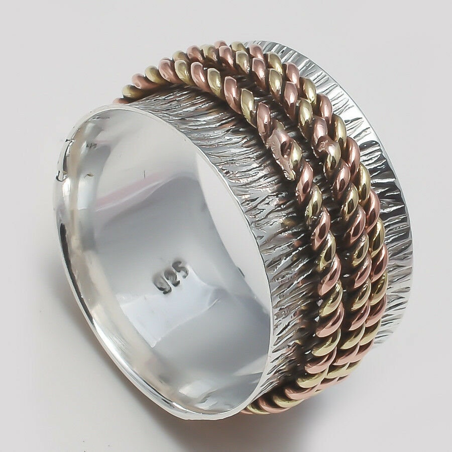 Copper Brass Silver Spinner Band Ring, 925 Sterling Handmade Jewelry, Christmas Gift Birthday Gift Copper Brass Silver Spinner Band Ring, 925 Sterling Handmade Jewelry, Christmas Gift Birthday Gift von Silverjewellery30