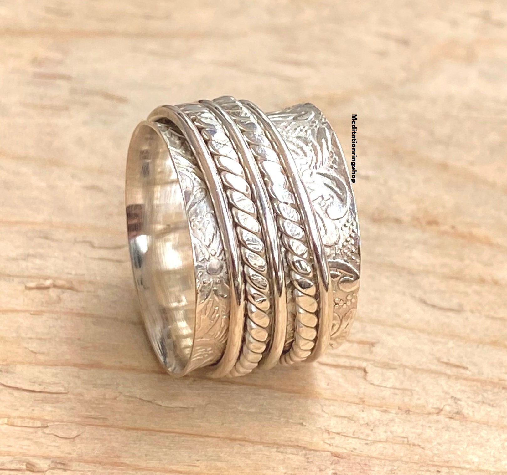 Silver Spinner Band Ring, Wedding Gift For Women, 925 Sterling Silver, Thumb Christmas, Designer Boho Wide Silver Spinner Band Ring, Wedding Gift For Women, 925 Sterling Silver, Thumb Christmas, Designer Boho Wide von Silverjewellery30