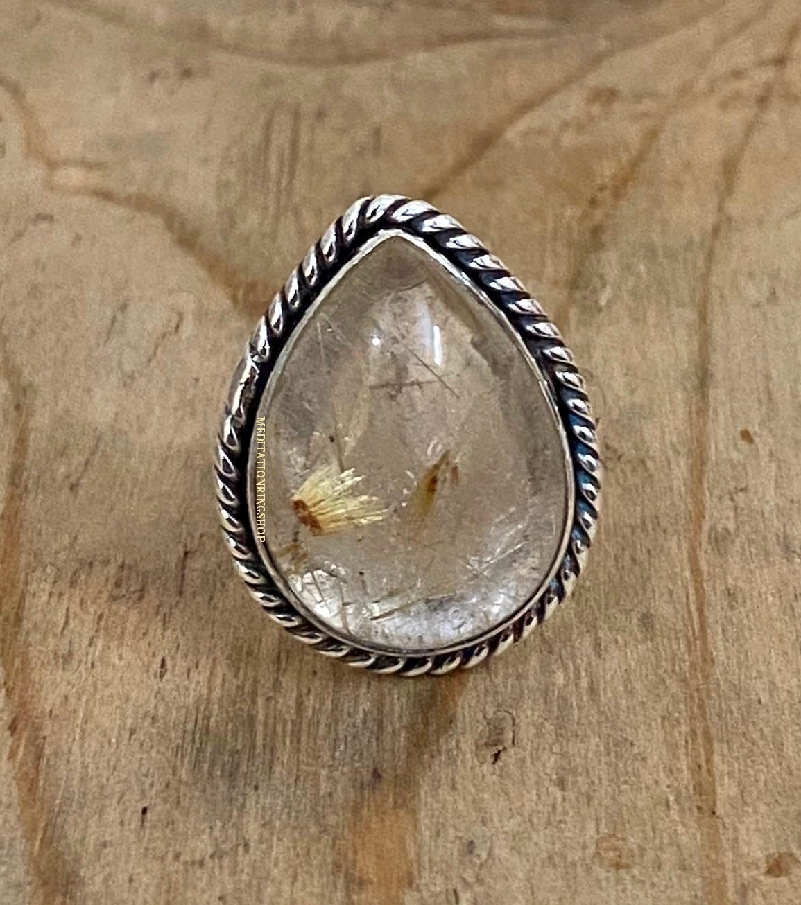 Golden Rutile Gemstone Ring, 925 Sterling Silver, Handmade Statement Jewelry, Pear Shape Gemstone, Christmas Golden Rutile Gemstone Ring, 925 Sterling Silver, Handmade Statement Jewelry, Pear Shape Gemstone, Christmas von Silverjewellery30