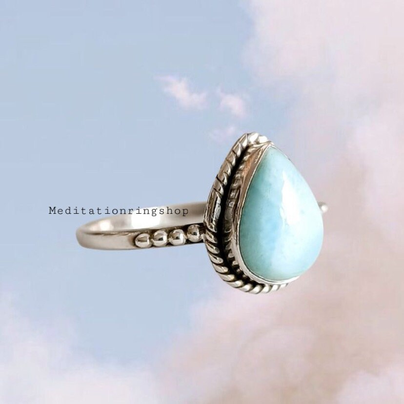 Larimar Ring, Pear Shape Gemstone Jewelry, Christmas Gift For Her, 925 Sterling Silver Handmade Larimar Ring, Pear Shape Gemstone Jewelry, Christmas Gift For Her, 925 Sterling Silver Handmade von Silverjewellery30