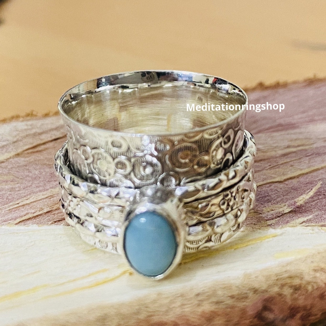 Larimar Ring Silver Spinner Ring, 925 Sterling Handmade Ring, Statement Gemstone, Designer Christmas Gift Larimar Ring Silver Spinner Ring, 925 Sterling Handmade Ring, Statement Gemstone, Designer Christmas Gift von Silverjewellery30