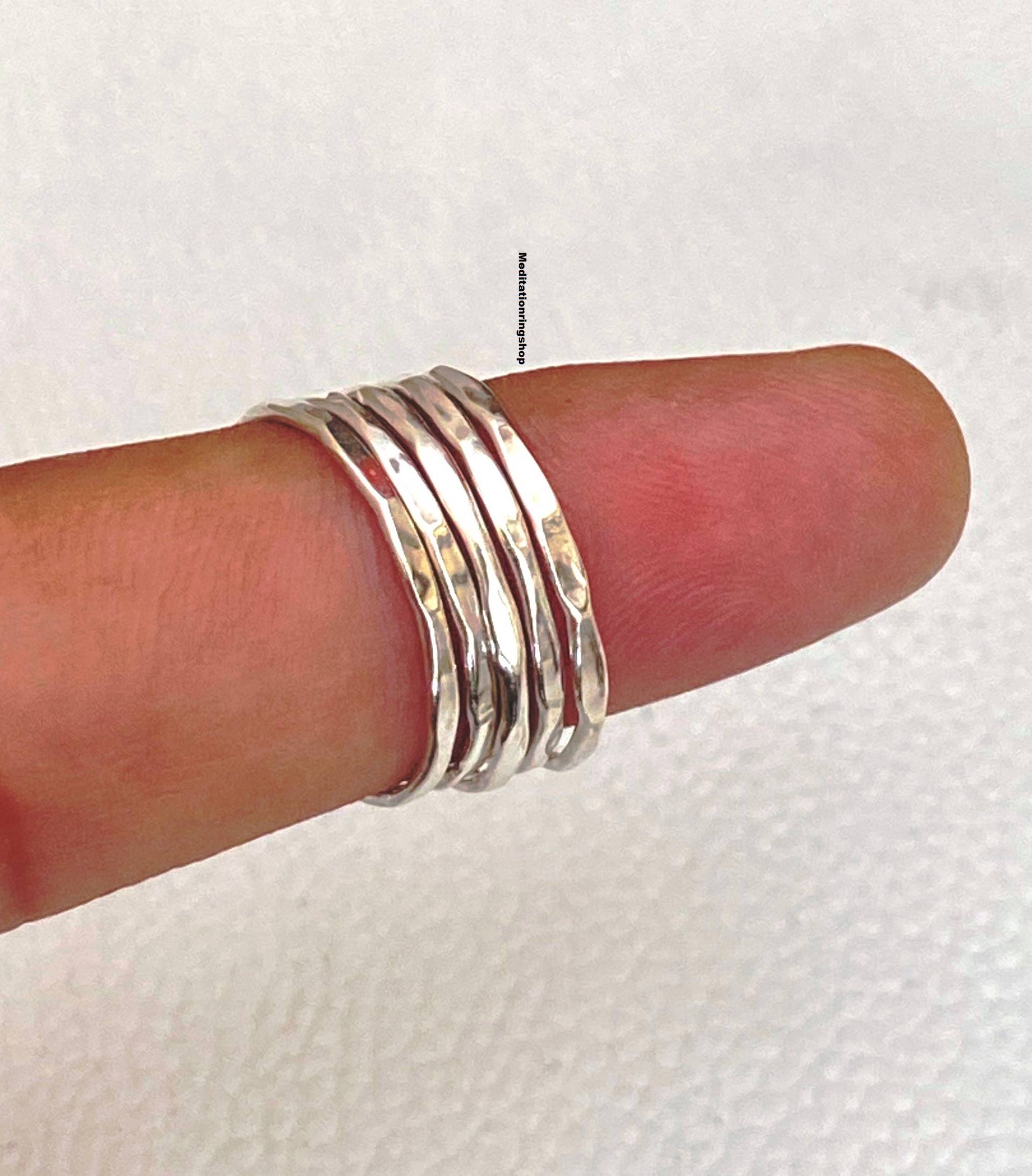 Natural Silver Ring, 925 Sterling Handmade Ring For Women, 5 Set Of Hammered Days Christmas Jewelry Natural Silver Ring, 925 Sterling Handmade Ring For Women, 5 Set Of Hammered Days Christmas Jewelry von Silverjewellery30
