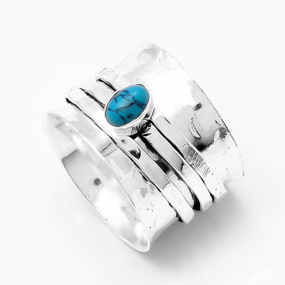 Turquoise Gemstone Ring, 925 Sterling Silver Spinner Handmade Statement Women Jewelry, Christmas Turquoise Gemstone Ring, 925 Sterling Silver Spinner Handmade Statement Women Jewelry, Christmas von Silverjewellery30