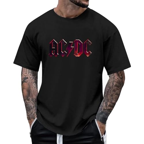 ACDC T-Shirt Power Up Cover Tshirt Rock Music Band AC DC PWR UP Stage Lights T-Shirts Fan-Shirt Hells Bells High Voltage Hard Rock T Shirt für Herren Damen Langlebig Nachaltig Shirts für Fans von Meggsnle