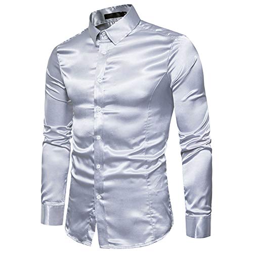 Pailletten Oberteil Herren Gold Metallisch Glänzende Top Party Outfit Pailletten Shirt Nachtclub Stil wunderschöne Button Up Tanzkleidung langärmlige Reversbluse von Meggsnle