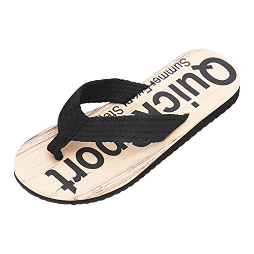 Schuhe Herren Pantoletten Sommer Sandalen Casual Barfuß Hausschuhe Modische Frühlings- und Sommer-Flip-Flops mit flachem Boden leicht rutschfest Holzstruktur lässiger Strandstil Flip Flops von Meggsnle