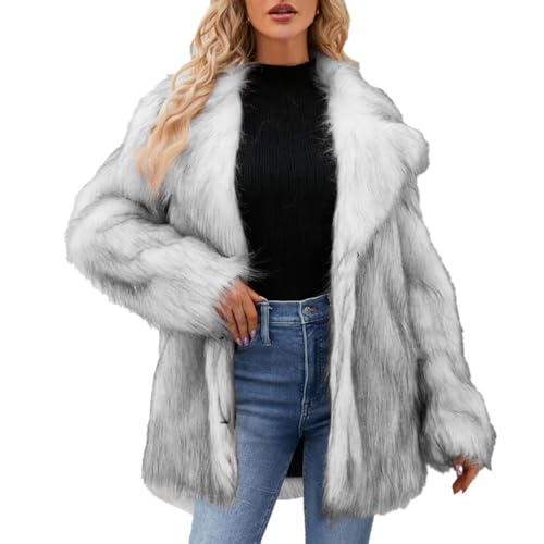 Teddy Jacken Und Damen - Jacken Warm Gefüttert Kuschelmantel Weich Tierfreundlicher Pelzmantel Komfortabel Kunstfelljacke Nerzjacke Chic Kuscheljacke Winterfelljacke Leicht Fake-Fur Nerzmantel von Meggsnle