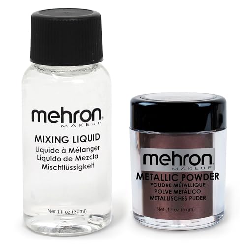 Mehron Make-up Metallic Powder (5 g) mit Mixing Liquid (30 ml) (Bronze) von Mehron