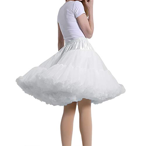 Damen Petticoat Rock Erwachsene Puffy Tutu Rock Layered Ballett Tüll Pettiskirts Kleid Kostüm Unterrock, Weiss/opulenter Garten von MeiLiMiYu