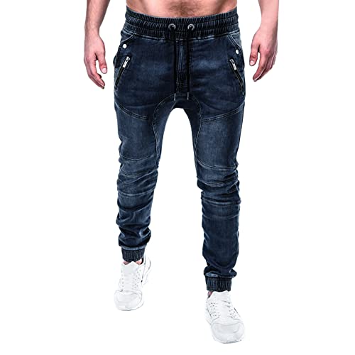 Jeans Herren Loose Denim Pants Hose Basic Washed Herrenjeans Jogging Jeans Streetwear Baggy Mit Knopfleiste Mit Weitem Lässig Männer Leg Regular Fit Straight Stretch Superweiche Slim Fit Sweathose von MeiLyviba