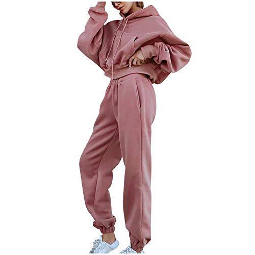 Jogginganzug Damen Set Trainingsanzug Zweiteiler Frauen Sport Anzug Freizeitanzug Hoodie&Sporthose Sportbekleidung Große Größen Elegant 2 Teilig Langarm Einfarbig Streatwear Outfit Kuschelig von MeiLyviba