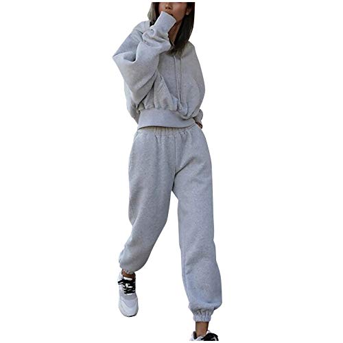 Jogginganzug Damen Set Trainingsanzug Zweiteiler Frauen Sport Anzug Freizeitanzug Hoodie&Sporthose Sportbekleidung Große Größen Elegant 2 Teilig Langarm Einfarbig Streatwear Outfit Kuschelig von MeiLyviba