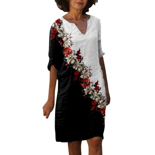 Leinenkleid Damen Sommer V-Ausschnitt Kurzarm Sommerkleid Knielang Leinenkleider Baumwolle Leinen Blusenkleid Casual Drucken Freizeitkleid Strandkleider A-Linie Kleid Luftige Leinen Kleidung Leinenkleid Damen Sommer V-Ausschnitt Kurzarm Sommerkleid Knielang Leinenkleider Baumwolle Leinen Blusenkleid Casual Drucken Freizeitkleid Strandkleider A-Linie Kleid Luftige Leinen Kleidung von MeiLyviba