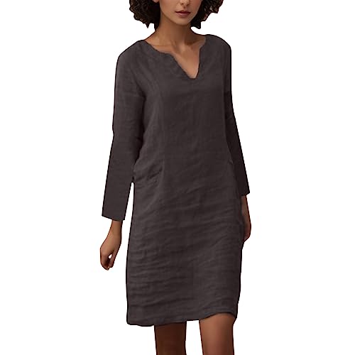 Leinenkleid Damen Sommer V-Ausschnitt Kurzarm Sommerkleid Knielang Leinenkleider Baumwolle Leinen Blusenkleid Casual Drucken Freizeitkleid Strandkleider A-Linie Kleid Luftige Leinen Kleidung Leinenkleid Damen Sommer V-Ausschnitt Kurzarm Sommerkleid Knielang Leinenkleider Baumwolle Leinen Blusenkleid Casual Drucken Freizeitkleid Strandkleider A-Linie Kleid Luftige Leinen Kleidung von MeiLyviba