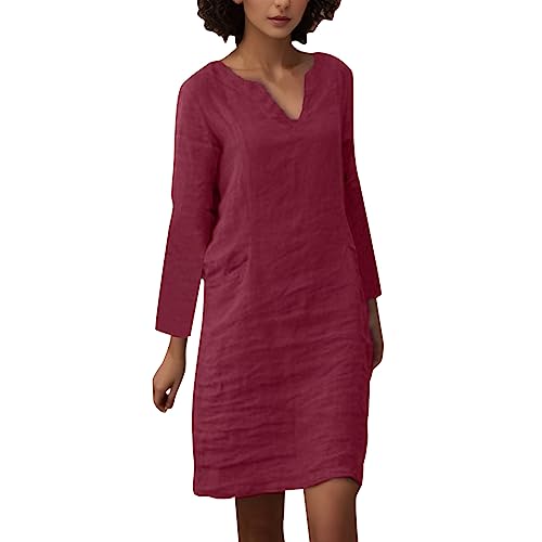 Leinenkleid Damen Sommer V-Ausschnitt Kurzarm Sommerkleid Knielang Leinenkleider Baumwolle Leinen Blusenkleid Casual Drucken Freizeitkleid Strandkleider A-Linie Kleid Luftige Leinen Kleidung Leinenkleid Damen Sommer V-Ausschnitt Kurzarm Sommerkleid Knielang Leinenkleider Baumwolle Leinen Blusenkleid Casual Drucken Freizeitkleid Strandkleider A-Linie Kleid Luftige Leinen Kleidung von MeiLyviba