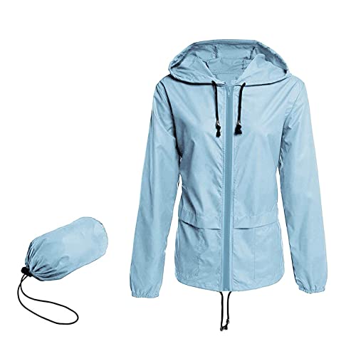 MeiLyviba Windbreaker Damen Leicht Regenjacke Wasserdicht Atmungsaktiv Faltbar Mit Kapuze Softshelljacke Fahrradjacke Dünne Sommerjacke Übergangsjacke Regenjacken & Mäntel Für Damen Ultraleichte von MeiLyviba