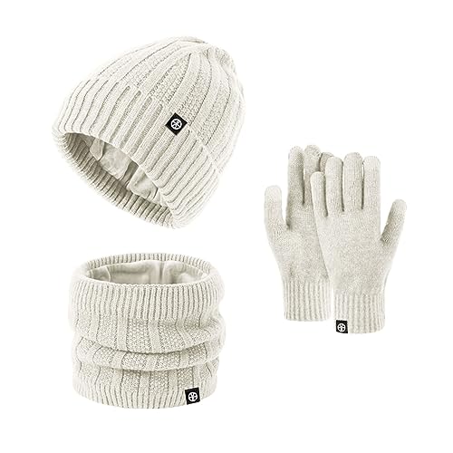 Mütze, Schal & Handschuh-Sets Für Damen Und Herren Mütze Schal Und Touchscreen Handschuhe Set Winterhandschuhe Mit Fleece Gefütterte Bequemer Laden Winter Wintermütze Schlauchschal Warm Beanie von MeiLyviba