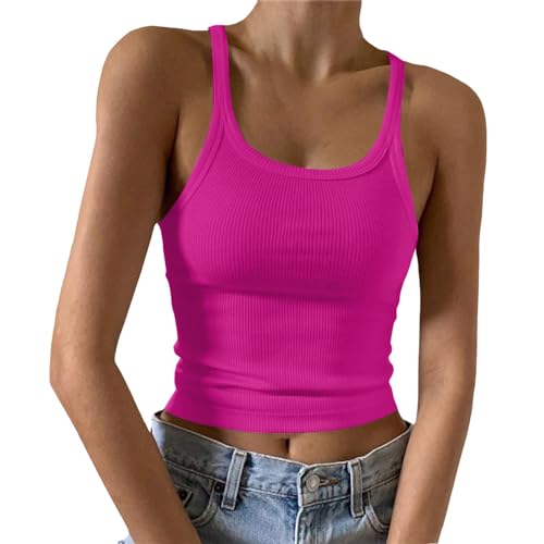 Tank Top Damen Quadratischer Hals 2024 Trendy Ärmellose Oberteile Damen Elegant Shirts Damen Sommer Mit Falten Lockere Tops Für Damen von MeiLyviba