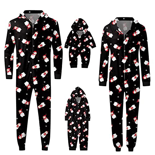 Weihnachten Pyjama Familien Damen Herren Kinder Jumpsuit Kuschelig Hoodie mit Reißverschluss Kapuze Rentier Weihnachts Schlafanzug Set Einteiler Nachtwäsche Overall Hausanzug für die ganze Familie von MeiLyviba