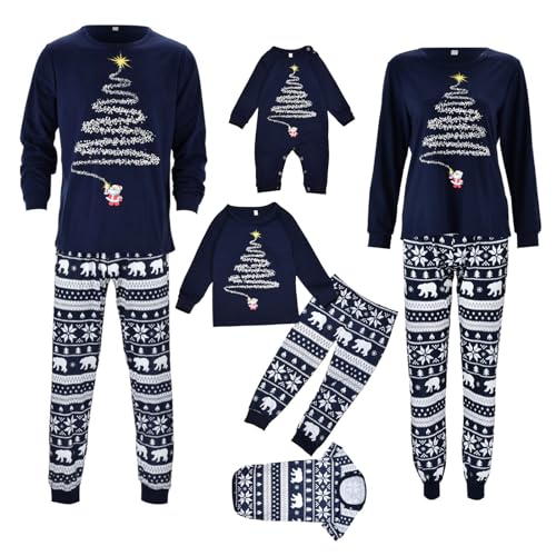 MeiLyviba Weihnachts Pyjama Couple Weihnachtspyjama Familie Set Schlafanzug Lang Outfit Winter Damen Herren Kinder Nachtwäsche Nachthemd Hausanzug Schlafanzüge Family Weihnachts Schlafshirt Sleepwear von MeiLyviba