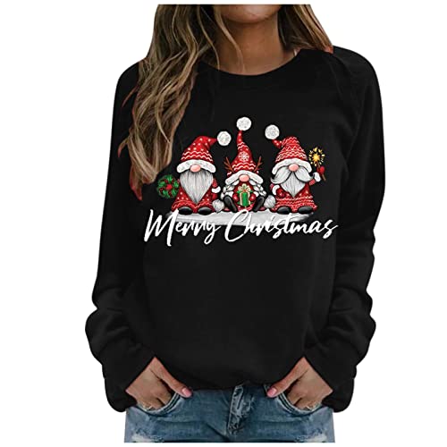 Weihnachtspullover Damen Sweatshirt Rundhals Langarm Hässliche 3D Gedruckt Weihnachtspulli Weihnachten Pullover Casual Christmas Sweat Oberteile Tops Pulli für Frauen Teenager Mädchen von MeiLyviba