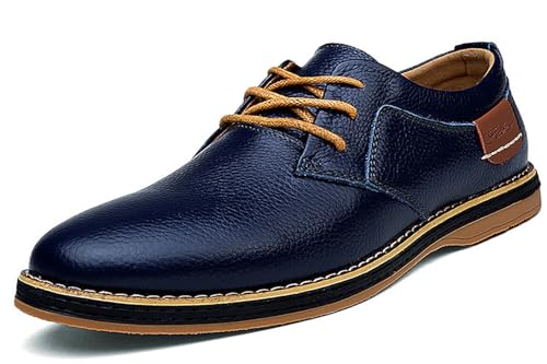 Meik Mangni Herren Anzugschuhe Klassische Derby Schnürschuhe Moderne Business Schuhe Oxford Hochzeit Schuhe Freizeit Schnürhalbschuhe,Blau,Gr.39 EU von Meik Mangni