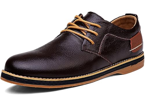 Meik Mangni Herren Anzugschuhe Klassische Derby Schnürschuhe Moderne Business Schuhe Oxford Hochzeit Schuhe Freizeit Schnürhalbschuhe,Braun,Gr.43 EU von Meik Mangni