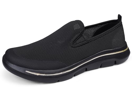 Meik Mangni Damen Slip On Sneaker Heren Atmungsaktiv Turnschuhe Leichte Sportschuhe Bequem Schlupfschuhe rutschfest Laufschuhe,Schwarz,Gr:39 EU von Meik Mangni