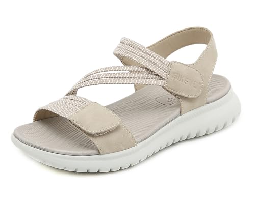 Meik Mangni Damen Sandalen Sommer Wandersandalen Freizeit Plateau Rutschfeste Sandaletten Sportsandalen Wanderschuhe für Sport Strand B Beige Gr.37 von Meik Mangni