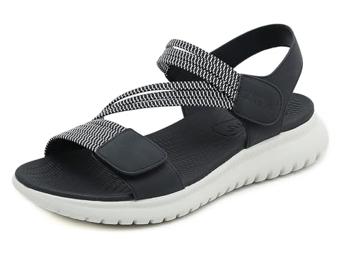 Meik Mangni Damen Sandalen Sommer Wandersandalen Freizeit Plateau Rutschfeste Sandaletten Sportsandalen Wanderschuhe für Sport Strand B Schwarz Gr.37 von Meik Mangni