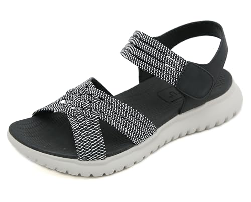 Meik Mangni Damen Sandalen Sommer Wandersandalen Freizeit Plateau rutschfeste Sandaletten Sportsandalen Wanderschuhe für Sport Strand Schwarz Gr.35 von Meik Mangni