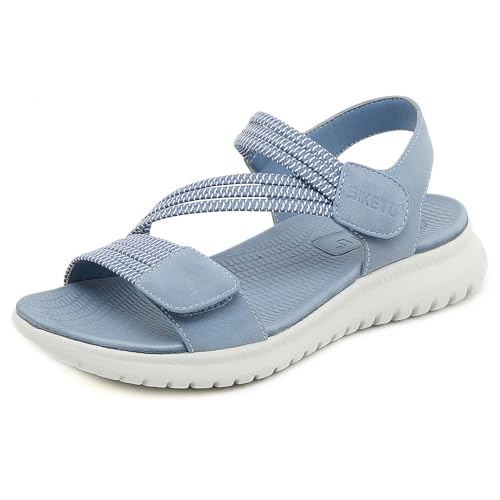 Meik Mangni Damen Sport Outdoor Sandalen Frauen Sommer Wandernsandalen mit Klettverschluss Bequem Slingback Sandale für Strand,Blau,Gr:38 EU von Meik Mangni