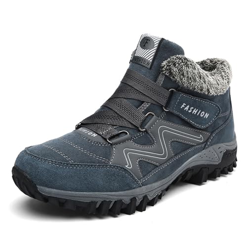 Meik Mangni Herren Damen Winterstiefel Schneestiefel Warme Gefüttert rutschfest Trekking Wanderschuhe Sportschuhe Outdoor Wanderstiefel Stiefel,Blaugrau,Gr.47EU=Etikett 48EU von Meik Mangni