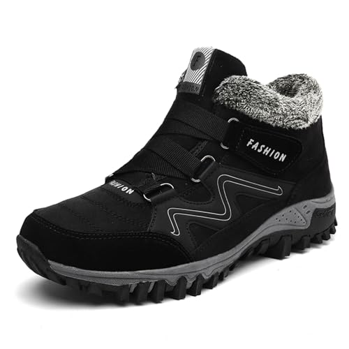 Meik Mangni Herren Damen Winterstiefel Schneestiefel Warme Gefüttert rutschfest Trekking Wanderschuhe Sportschuhe Outdoor Wanderstiefel Stiefel,Schwarz,Gr.42EU=Etikett 43EU von Meik Mangni