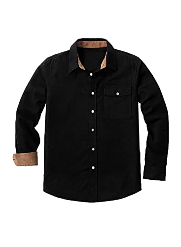 Meilicloth Flanellhemd Herren Kariert Einfarbig Baumwolle Langarm Regular Fit Schwarz XL von Meilicloth