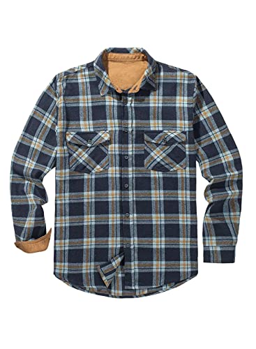 Meilicloth Kariertes Hemd Herren Flanellhemd Oktoberfest Hemd Kariert Langarm Freizeithemd Western Karohemd Holzfällerhemd Baumwolle Casual Herren Flanellhemden Regular Fit Navy blau XXL von Meilicloth