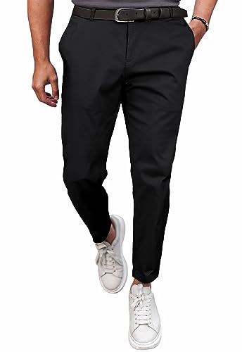 Meilicloth Herren Chino Hose Anzughose Herren Chinohose Stretchhose Herren Baumwolle Sporthose Casual Freizeithose mit Enger Passform Schwarz 34 von Meilicloth