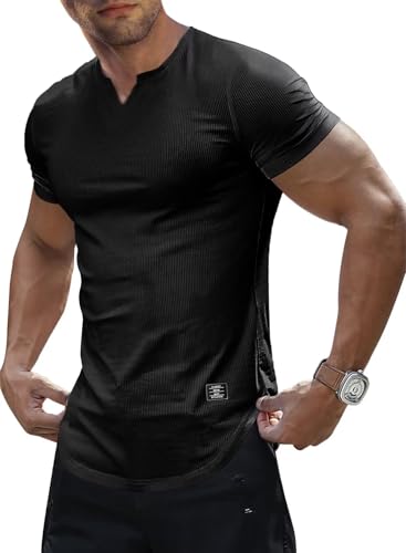 Meilicloth Herren T Shirt Sportstyle Muskelshirt Muscle V-Ausschnitt Slim Fit Basic T-Shirt 2025 Sommer Schwarz 2XL Meilicloth Herren T Shirt Sportstyle Muskelshirt Muscle V-Ausschnitt Slim Fit Basic T-Shirt 2025 Sommer Schwarz 2XL von Meilicloth