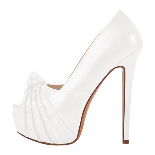 Meinabsatz Damen Peeptoe High Heels Plattform Pumps Elegante Knoten Stöckelschuhe mit Stiletto Glattoptik Weiß 39 EU Meinabsatz Damen Peeptoe High Heels Plattform Pumps Elegante Knoten Stöckelschuhe mit Stiletto Glattoptik Weiß 39 EU von Meinabsatz