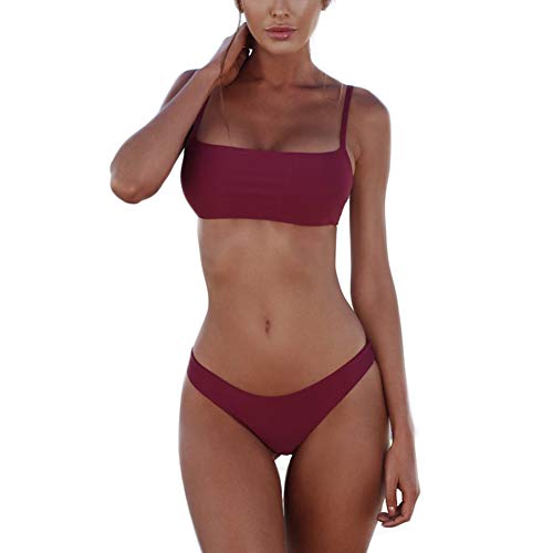 meioro Bikini Sets für Damen Push Up Tanga mit niedriger Taille Badeanzug Bikini Set Badebekleidung Beachwear (S,Lila) von meioro