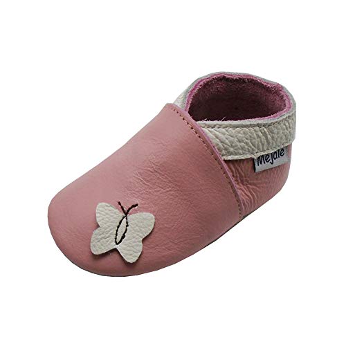 Mejale Hausschuhe aus weichem Leder, für Kinder, Kinderschuhe, erste Schritte, Cartoon, Schmetterling, Rosa, 2-3 ans von Mejale